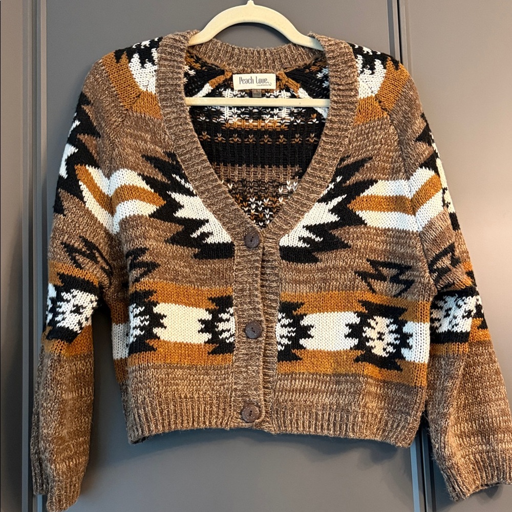 Peach Love California Multicolor Patterned Cardigan